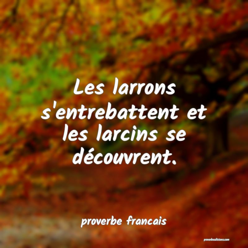 Les larrons s'entrebattent et les larcins se découvrent.