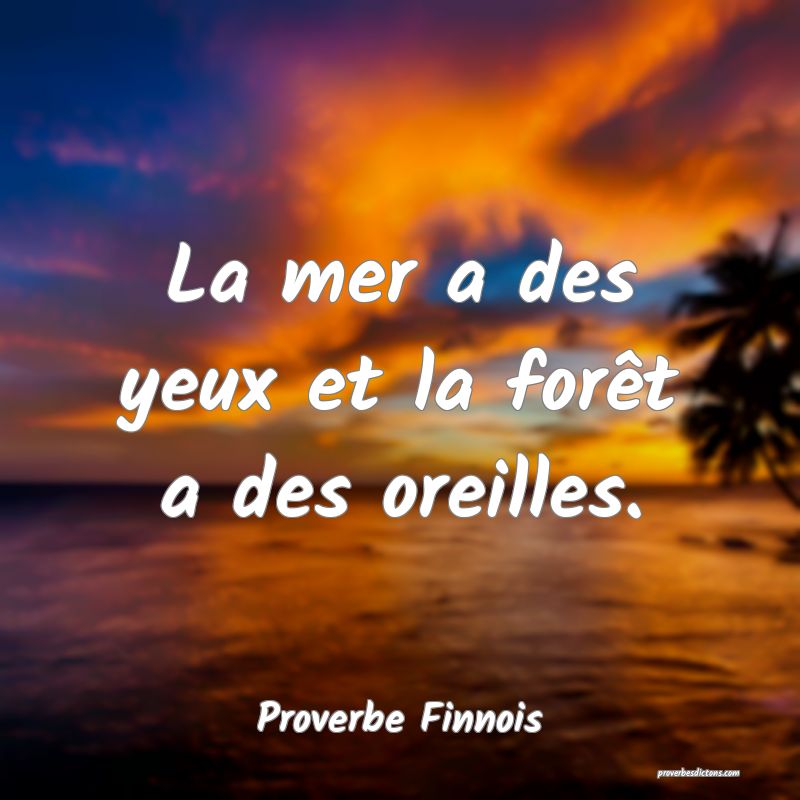 La mer a des yeux et la forêt a des oreilles.