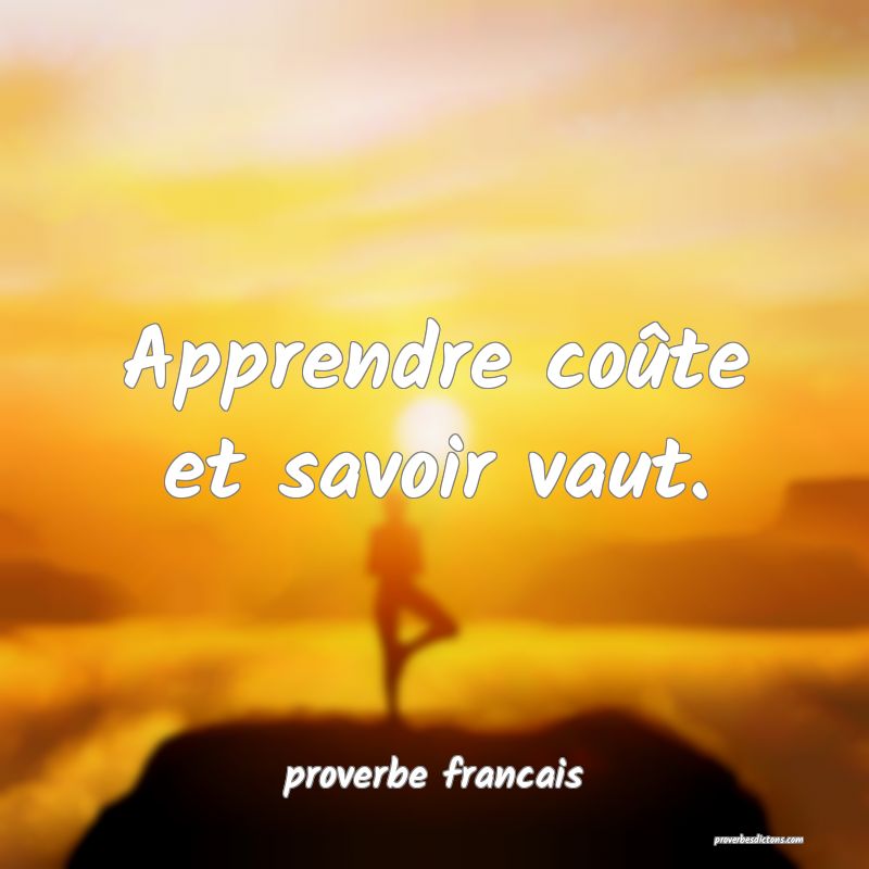Apprendre coûte et savoir vaut.