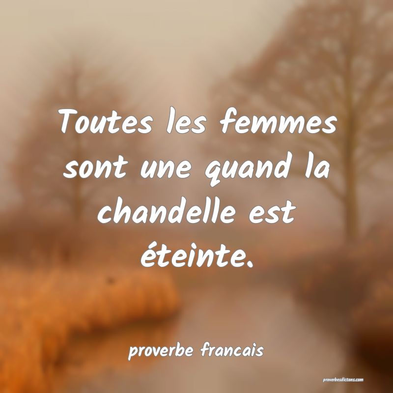 Toutes les femmes sont une quand la chandelle est éteinte.