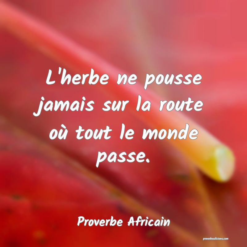L'herbe ne pousse jamais sur la route où tout le monde passe.