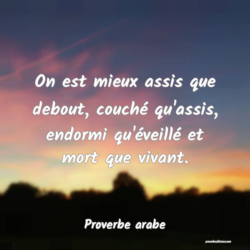 On est mieux assis que debout, couché qu'assis, endormi qu'éveillé et mort que vivant.