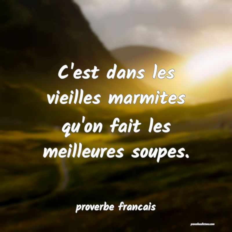C'est dans les vieilles marmites qu'on fait les meilleures soupes.