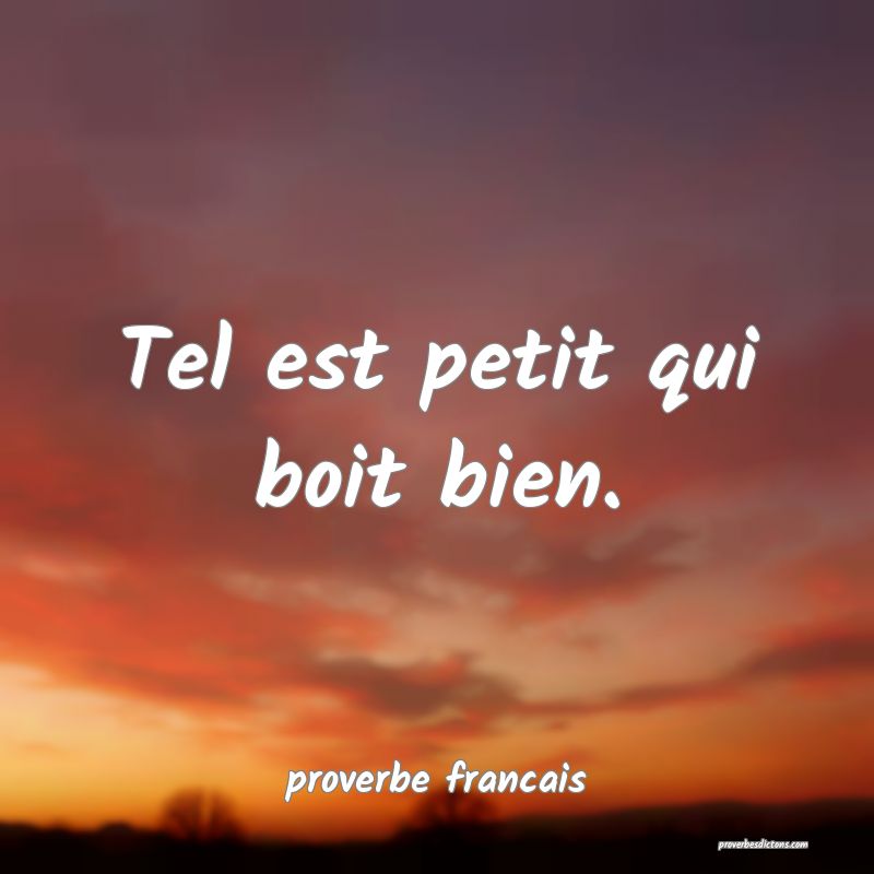Tel est petit qui boit bien.