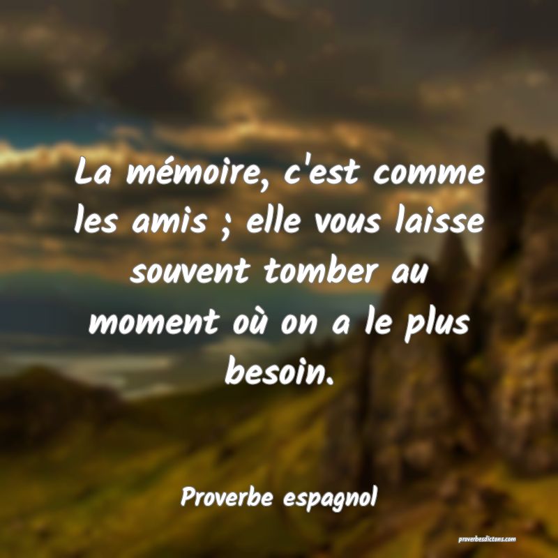 La mémoire, c'est comme les amis ; elle vous laisse souvent tomber au moment où on a le plus besoin.