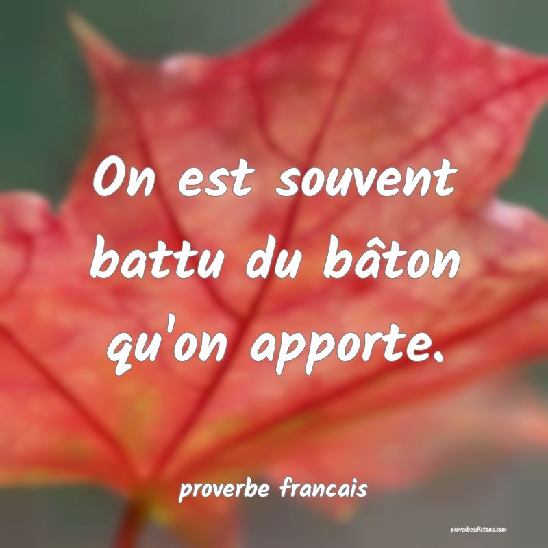 On est souvent battu du bâton qu'on apporte.