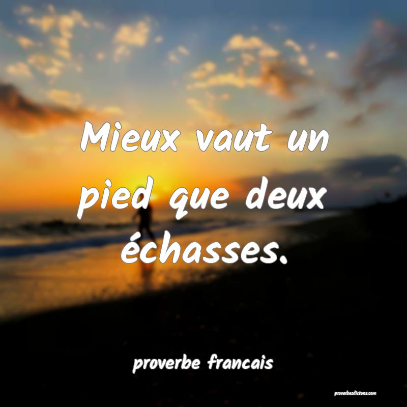 Mieux vaut un pied que deux échasses.