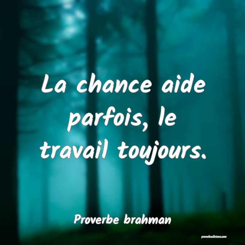La chance aide parfois, le travail toujours.