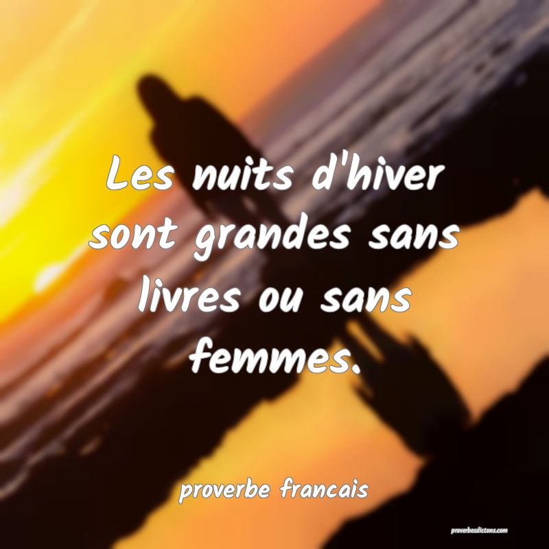 Les nuits d'hiver sont grandes sans livres ou sans femmes.