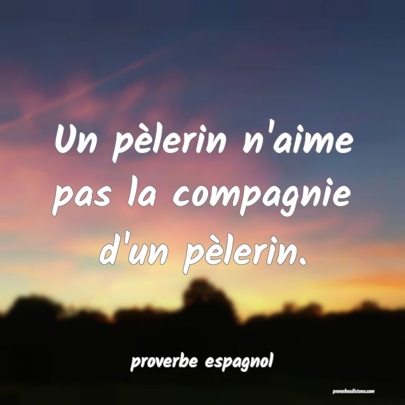  Un pèlerin n'aime pas la compagnie d'un pèlerin.