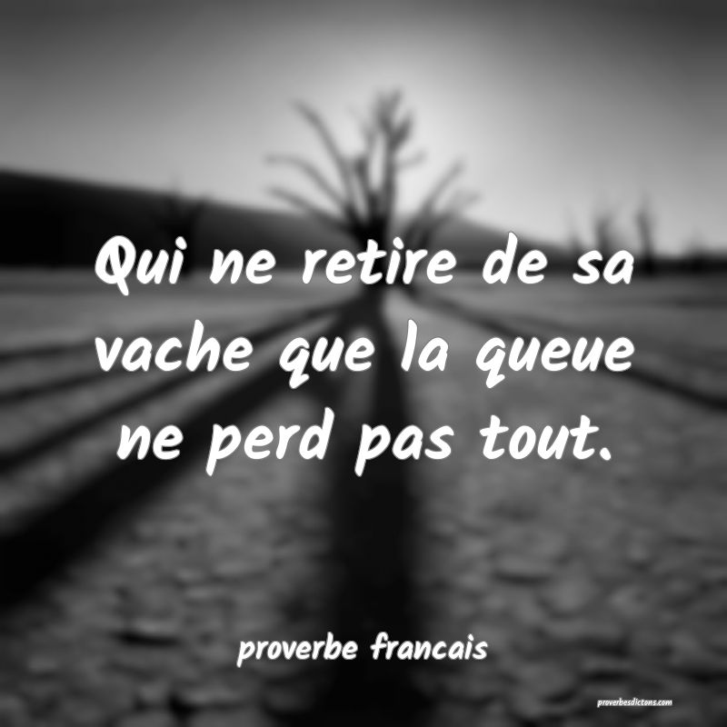 Qui ne retire de sa vache que la queue ne perd pas tout.