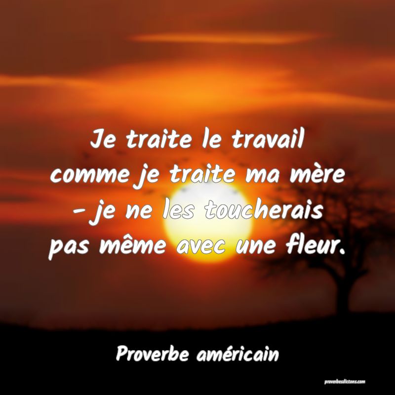 Je traite le travail comme je traite ma mère - je ne les toucherais pas même avec une fleur.