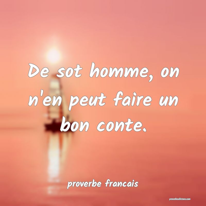 De sot homme, on n'en peut faire un bon conte.