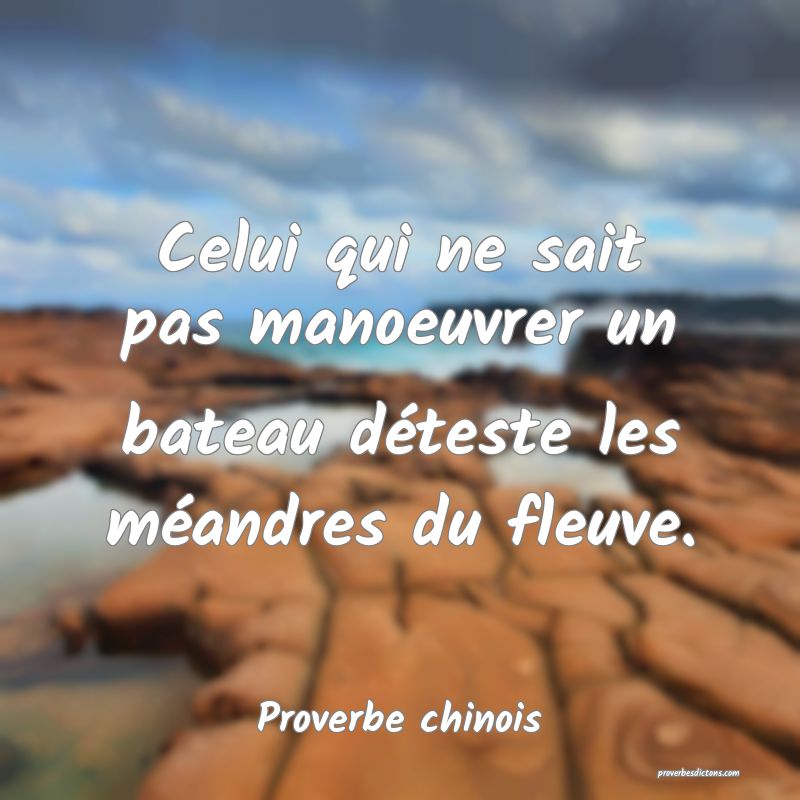 Celui qui ne sait pas manoeuvrer un bateau déteste les méandres du fleuve.