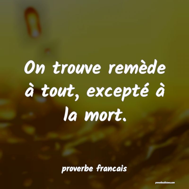 On trouve remède à tout, excepté à la mort.