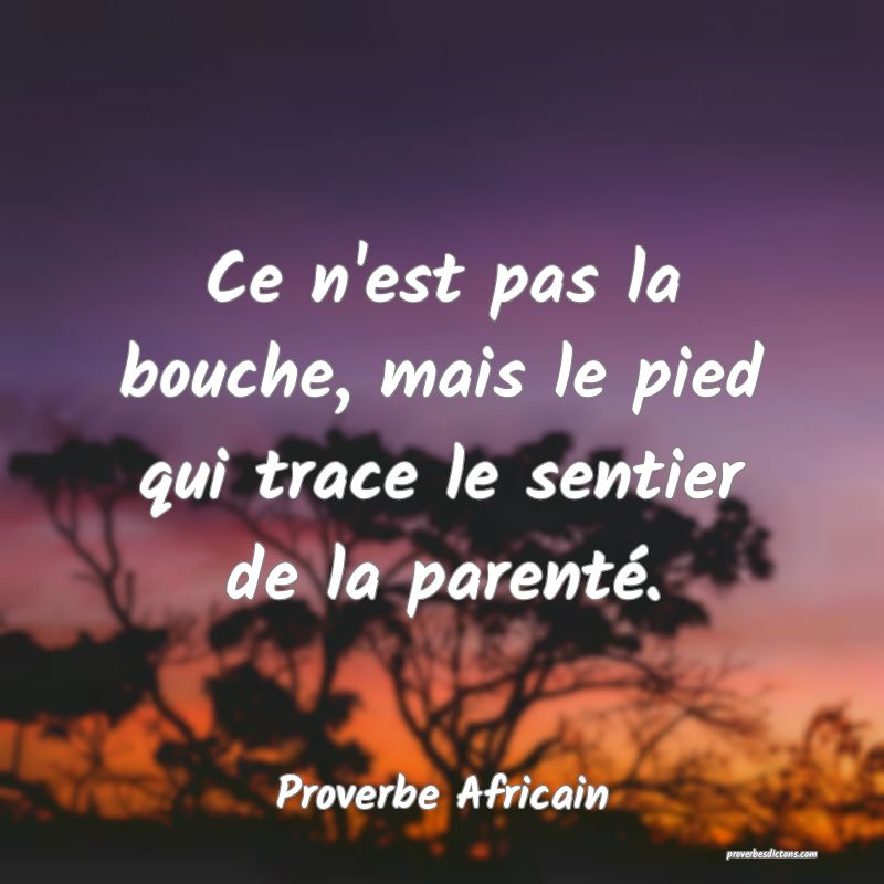 Ce n'est pas la bouche, mais le pied qui trace le sentier de la parenté.