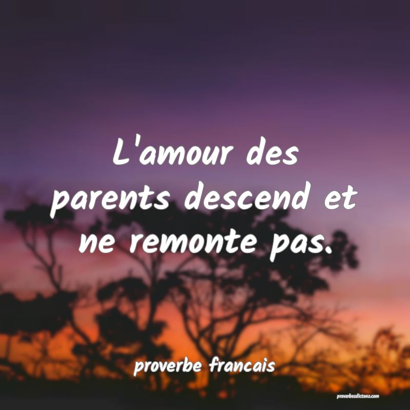 L'amour des parents descend et ne remonte pas.