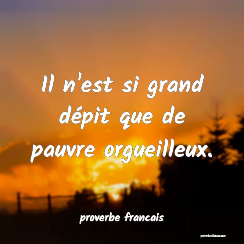 Il n'est si grand dépit que de pauvre orgueilleux.