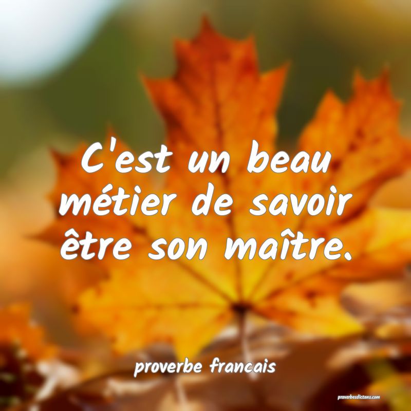 C'est un beau métier de savoir être son maître.