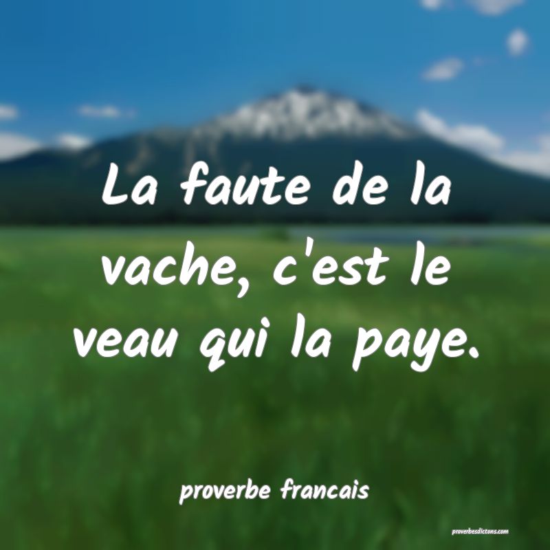 La faute de la vache, c'est le veau qui la paye.