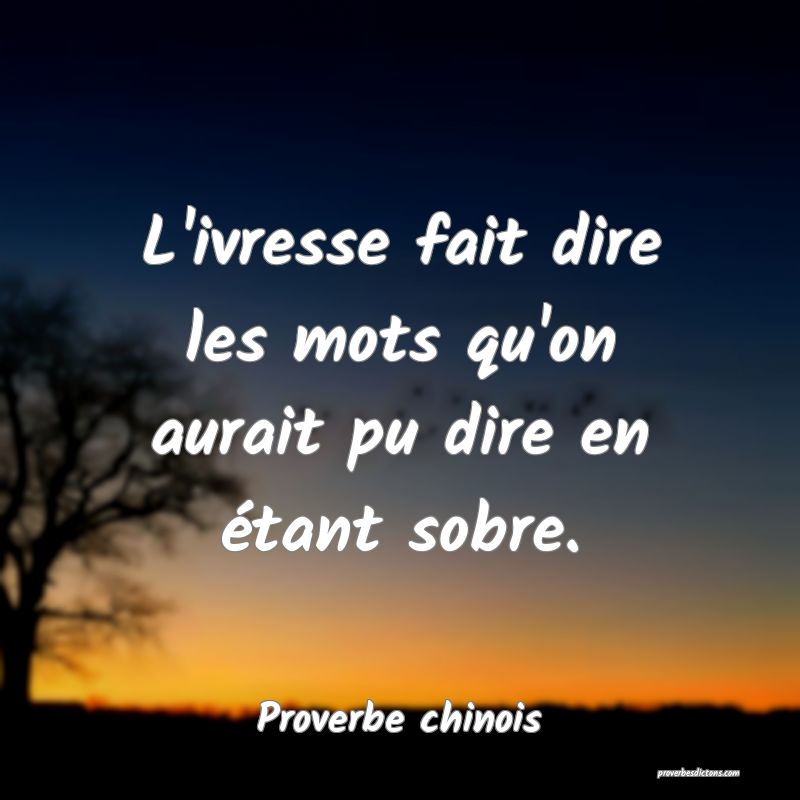 L'ivresse fait dire les mots qu'on aurait pu dire en étant sobre.