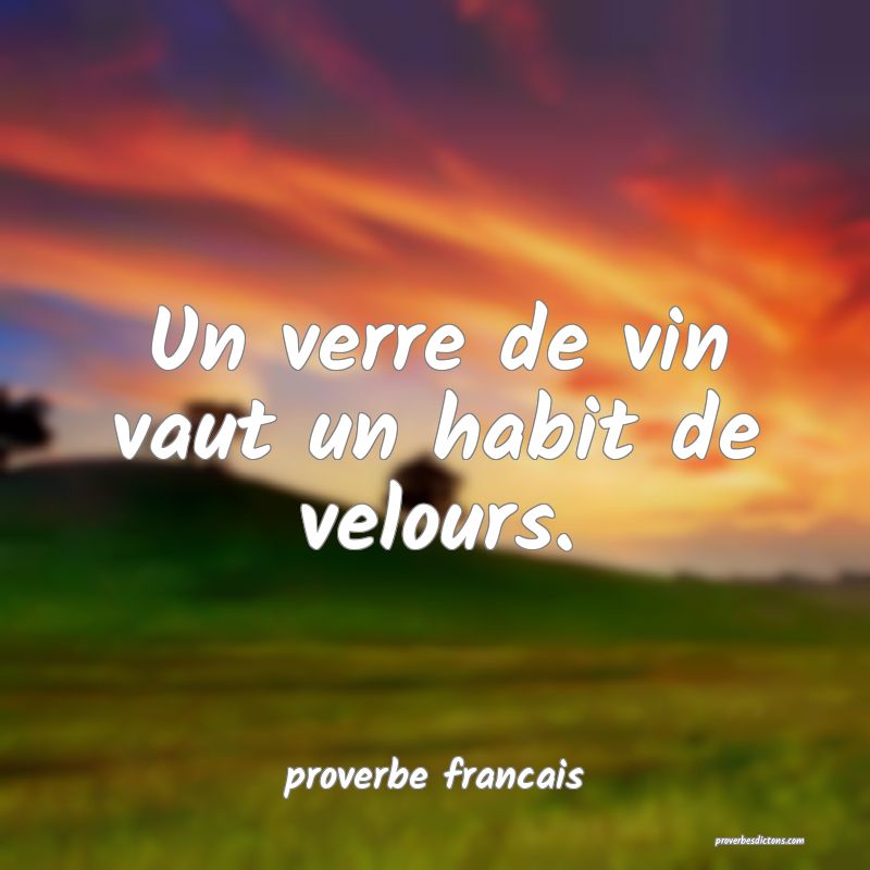 Un verre de vin vaut un habit de velours.