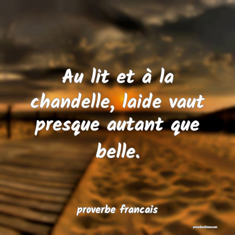 Au lit et à la chandelle, laide vaut presque autant que belle.