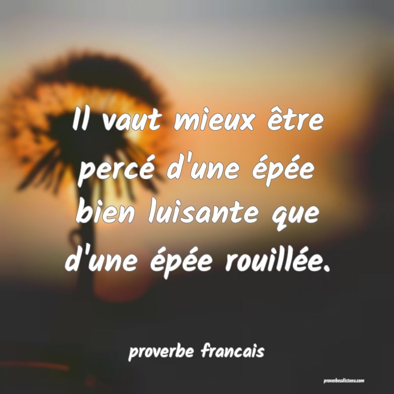 Il vaut mieux être percé d'une épée bien luisante que d'une épée rouillée.
