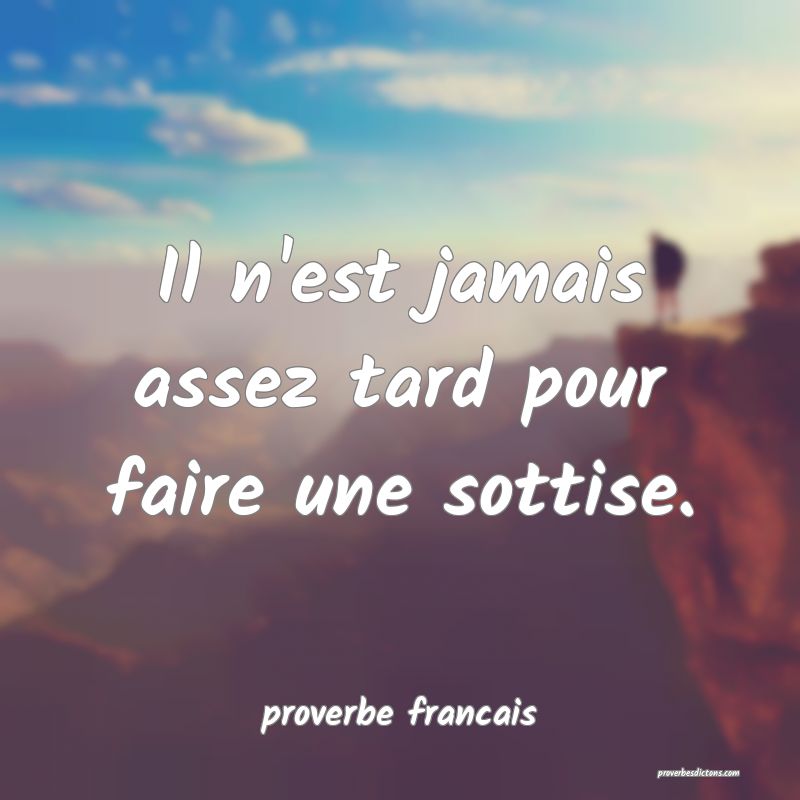 Il n'est jamais assez tard pour faire une sottise.