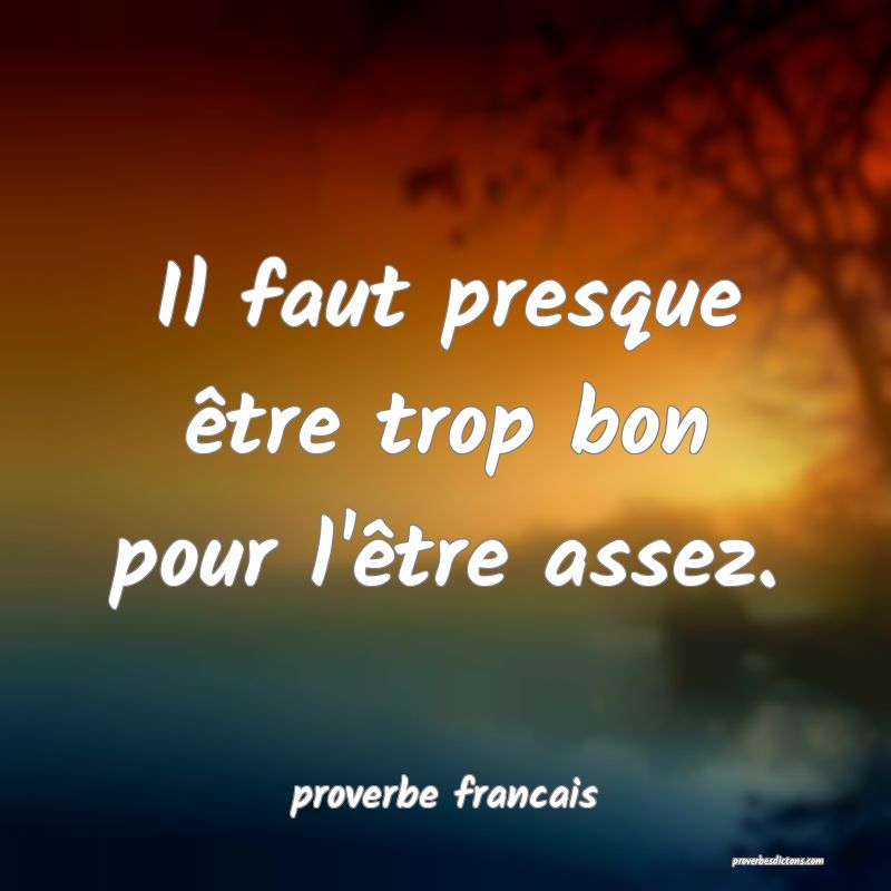 Il faut presque être trop bon pour l'être assez.