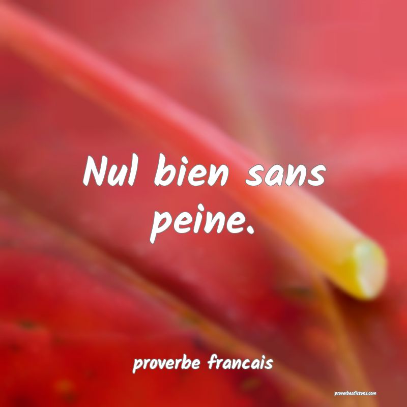Nul bien sans peine.
