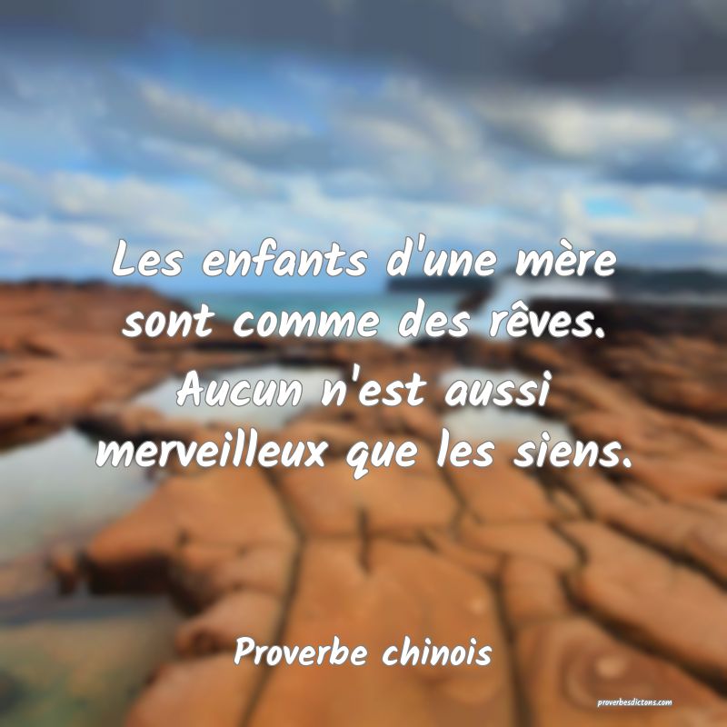 Les enfants d'une mère sont comme des rêves. Aucun n'est aussi merveilleux que les siens.
