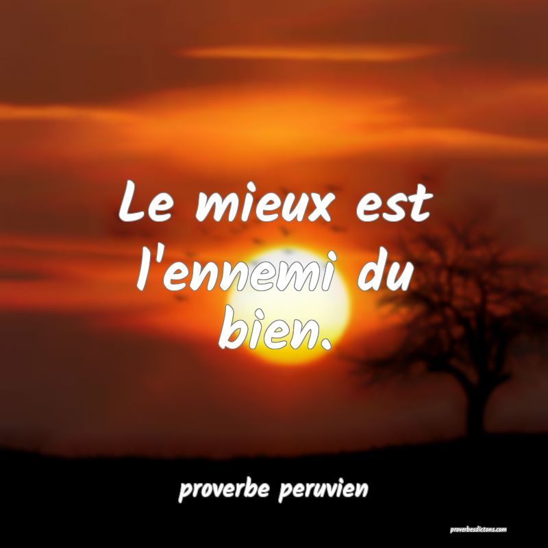 Le mieux est l'ennemi du bien.