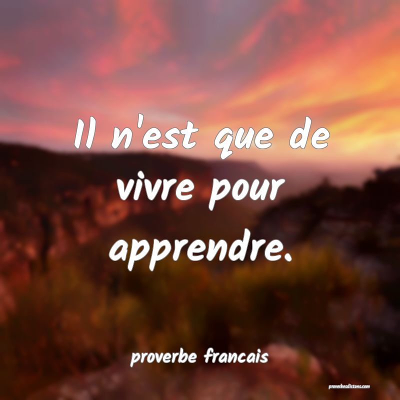 Il n'est que de vivre pour apprendre.