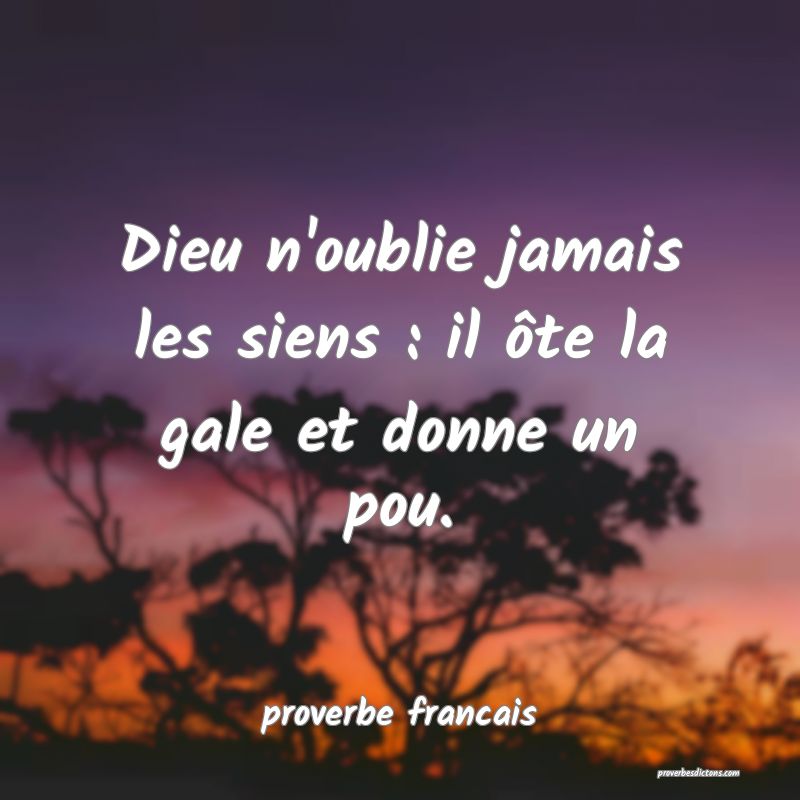 Dieu n'oublie jamais les siens : il ôte la gale et donne un pou.