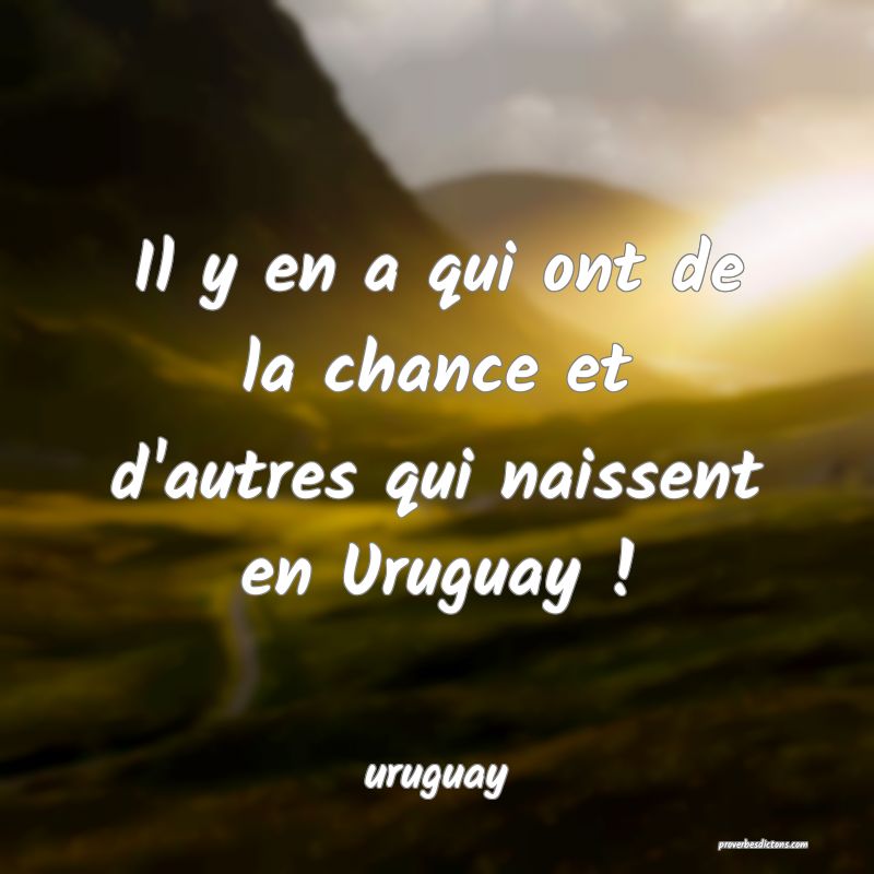 Il y en a qui ont de la chance et d'autres qui naissent en Uruguay !