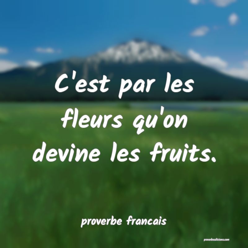 C'est par les fleurs qu'on devine les fruits.
