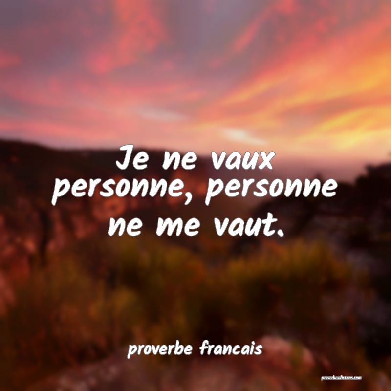 Je ne vaux personne, personne ne me vaut.