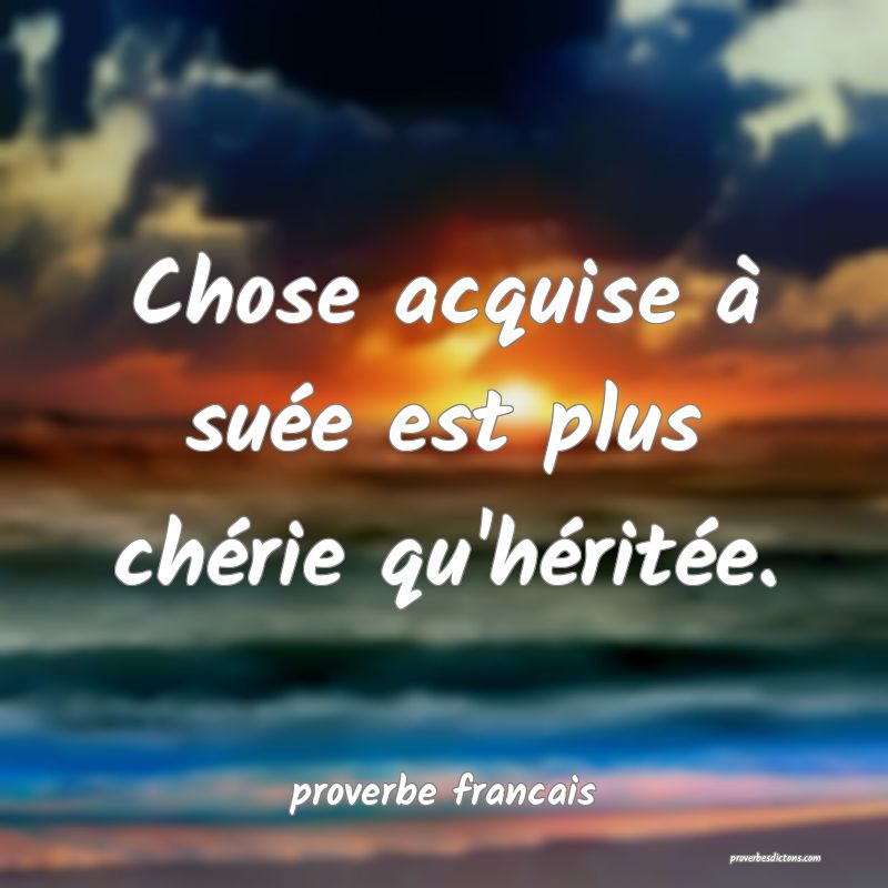 Chose acquise à suée est plus chérie qu'héritée.