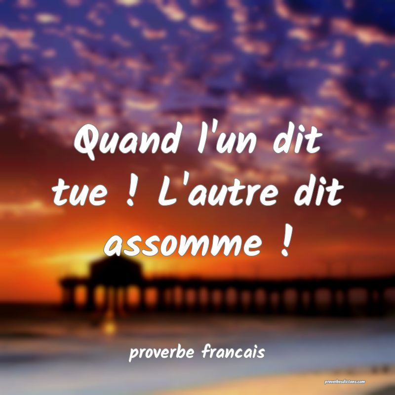 Quand l'un dit tue ! L'autre dit assomme !