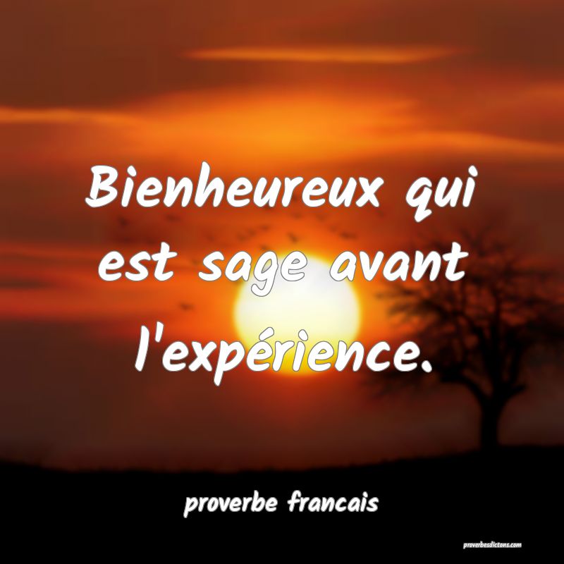 Bienheureux qui est sage avant l'expérience.