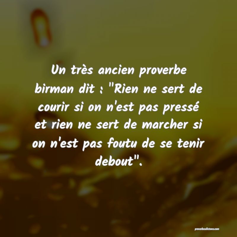 Un très ancien proverbe birman dit : 