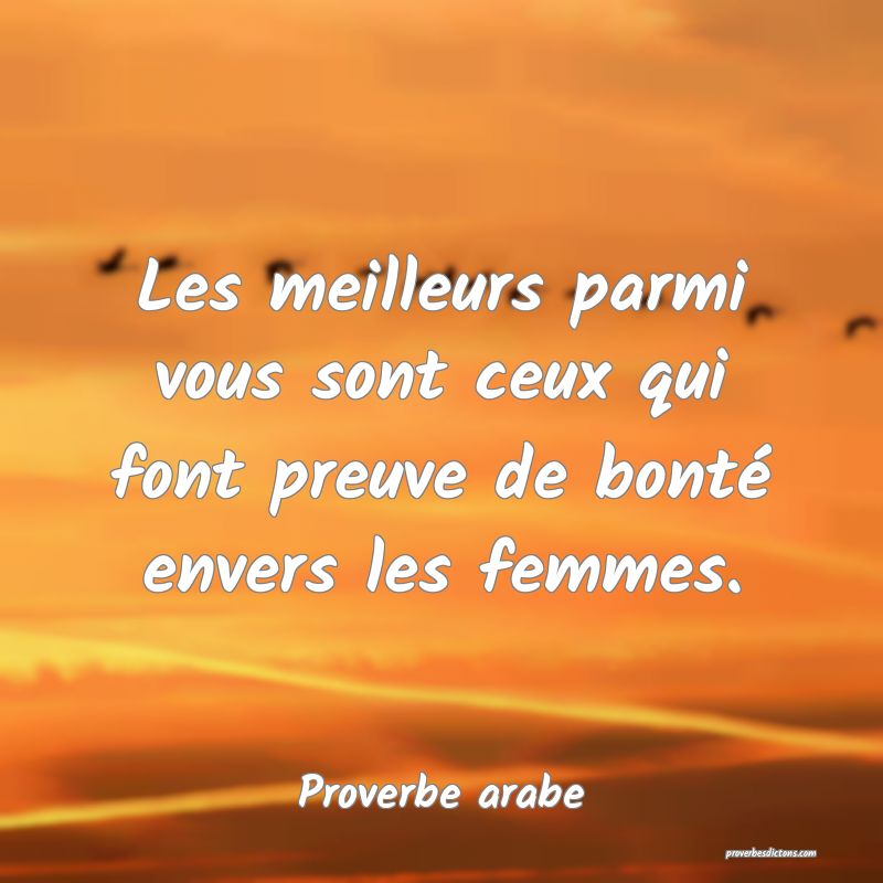 Les meilleurs parmi vous sont ceux qui font preuve de bonté envers les femmes.
