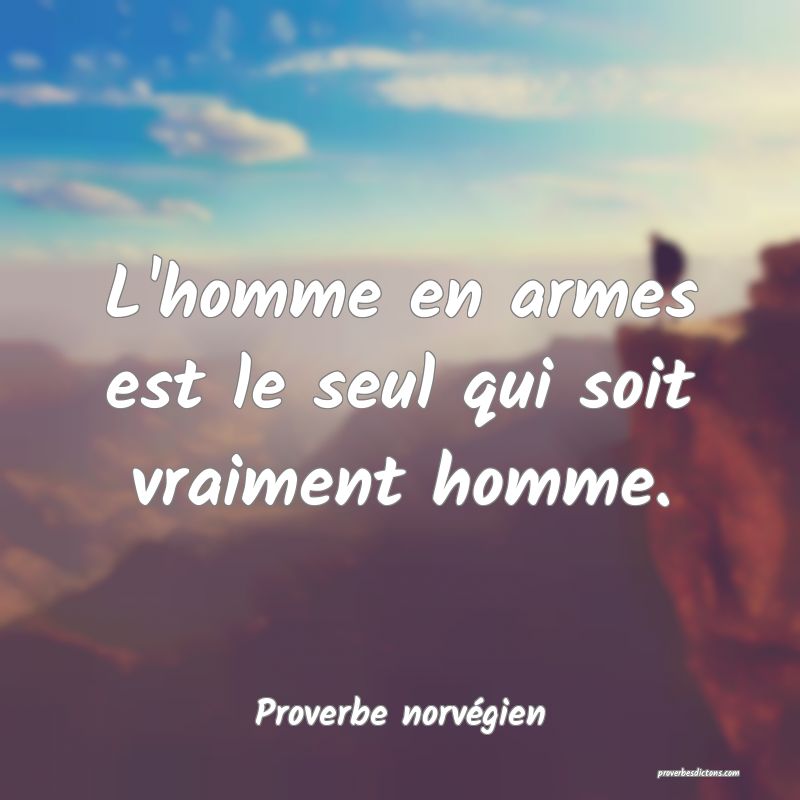 L'homme en armes est le seul qui soit vraiment homme.