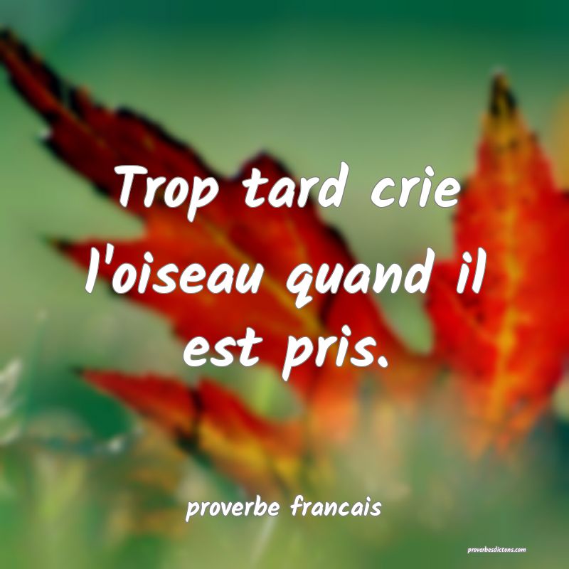 Trop tard crie l'oiseau quand il est pris.