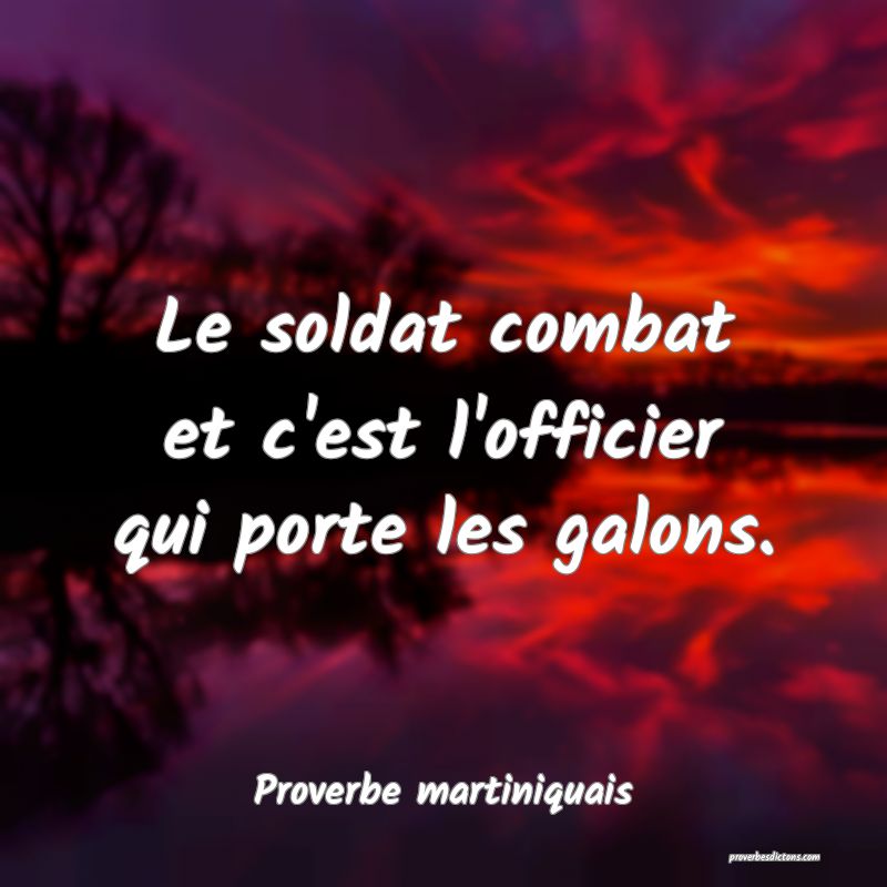Le soldat combat et c'est l'officier qui porte les galons.