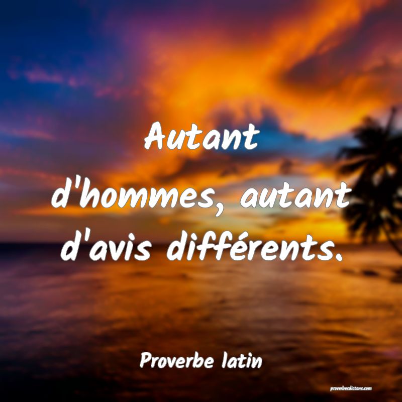 Autant d'hommes, autant d'avis différents.