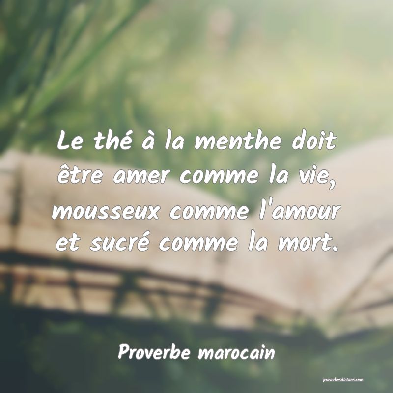 Le thé à la menthe doit être amer comme la vie, mousseux comme l'amour et sucré comme la mort.