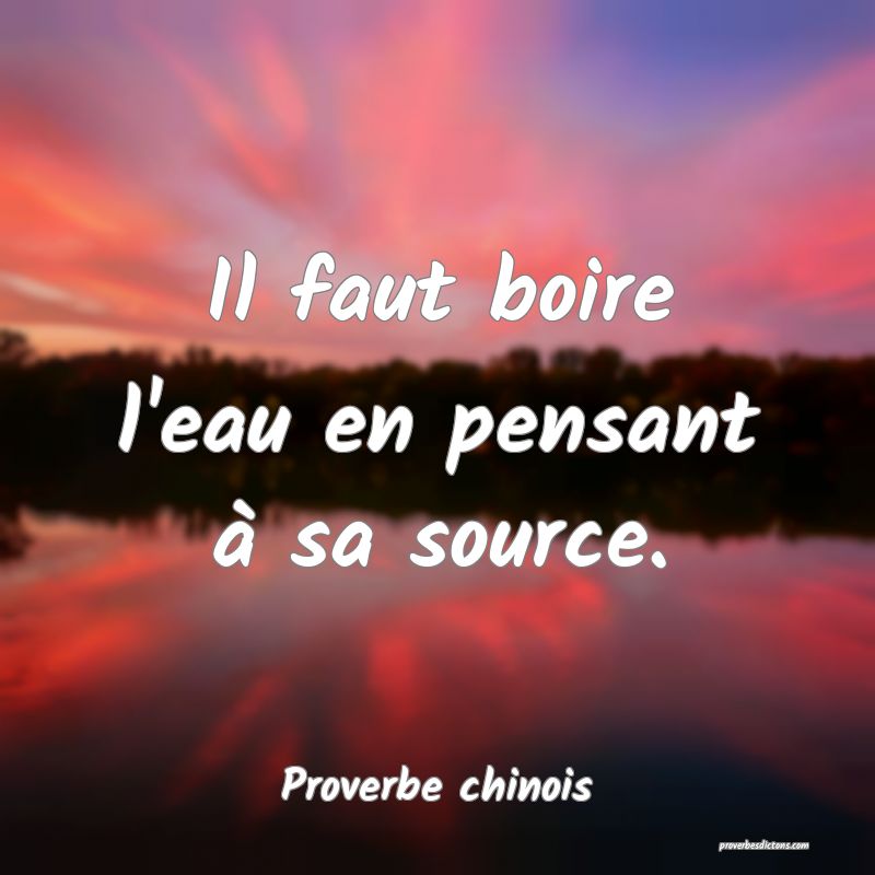 Il faut boire l'eau en pensant à sa source.