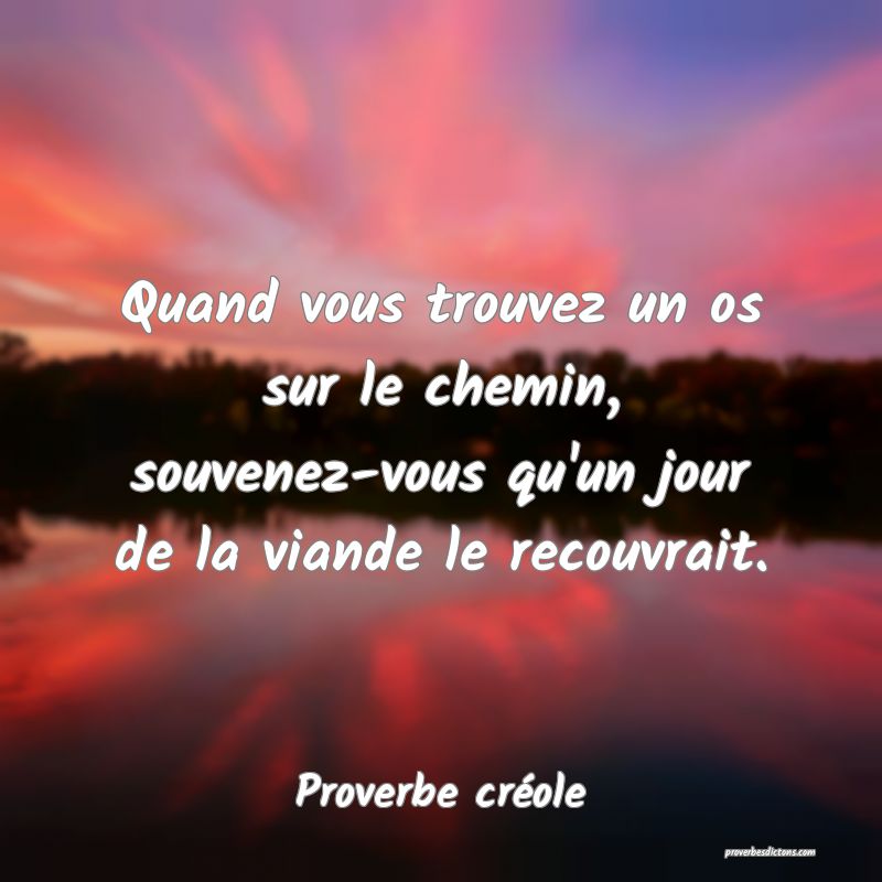 Quand vous trouvez un os sur le chemin, souvenez-vous qu'un jour de la viande le recouvrait.